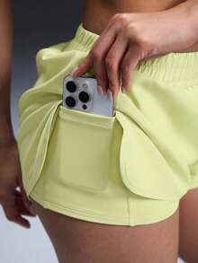 Powerista Women's Casual Sports Solid Color Tank Top & Shorts Set - Limelight Green - View 4