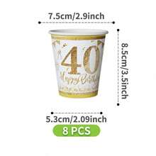Gold Balloons 40th Anniversary Disposable Plates, Napkins And Cups Set, Serves 8 Guests. This Disposable Party Supplies Set (Including Plates, Napkins And Cups) Is Perfect For Birthday Parties, Weddings And Family Picnics. - View 9