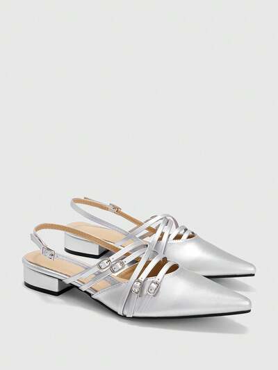 CUCCOO BIZCHIC Sandalias planas minimalistas y con diseño sin espalda de moda para mujeres