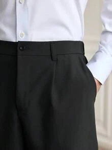 Officeau Quần ống đứng thường ngày cho nam, thời trang và tối giản, mùa thu/đông - màu đen - Xem 6