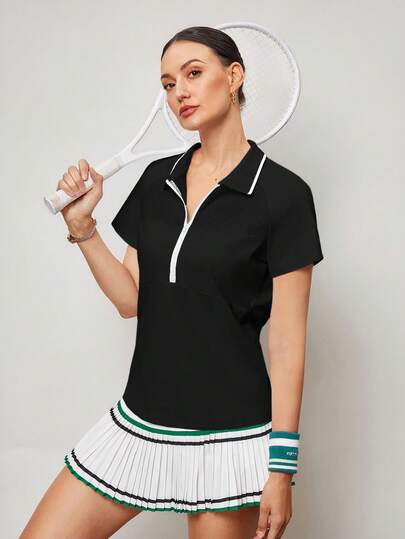 Activina Áo polo thể thao tay ngắn cổ phối màu tương phản dành cho nữ