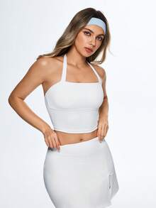 SHEIN Sports Women's Solid Color Ballet Dance Camisole - White - View 7