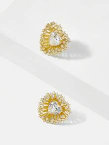 MOTF PREMIUM Pendientes personalizados de metal con diamantes de lujo ligera pre18K - Dorado - Ver 4