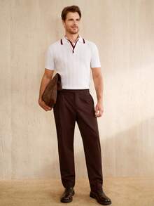 Manfinity CityGents Quần tây công sở nam màu nâu, kiểu dáng thường ngày, thích hợp đi làm. - màu nâu - Xem 4