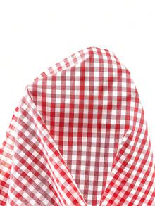 Ellevyn Vestido casual de media longitud con cintura fruncida y lazo a cuadros para mujer - Rojo y blanco - Ver 8