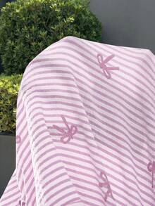 SHEIN Tuta larga con scollo quadrato e maniche a campana a righe per ragazze pre-adolescenti, adatta per le vacanze - Viola malva - Visualizzare 3
