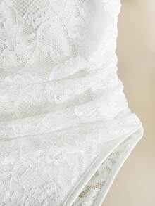 Franclia Bộ đồ liền thân thanh lịch, gợi cảm, ôm sát với ren, cổ chữ V, tay dài và xếp ly ở eo, bộ đồ liền thân đa năng dành cho nữ công sở, mùa xuân/hè, màu trắng, thích hợp cho kỳ nghỉ hoặc đi biển. - trắng - Xem 4