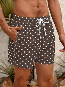 Manfinity VDAYZ Quần short đi biển nam in họa tiết chấm bi, cạp chun. - Nhiều màu - Xem 3