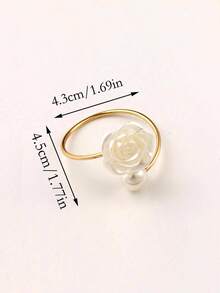 4-30pcs Pearl Rose Napkin Rings, Suitable For Wedding, Home, Daily Dining Table Decoration - Multicolor - View 2