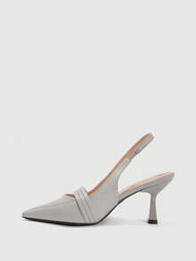 CUCCOO BIZCHIC Tacones de punta para mujer, tacones altos versátiles para ir al trabajo y uso diario - Gris Claro - Ver 4