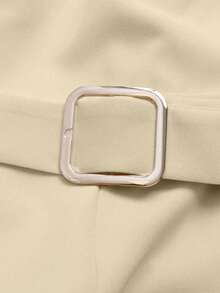 Pariaura 女士优雅法式圆领斗篷，配金属扣腰带，收腰休闲连体裤，适合冬季穿着 - 杏色 - 查看 7