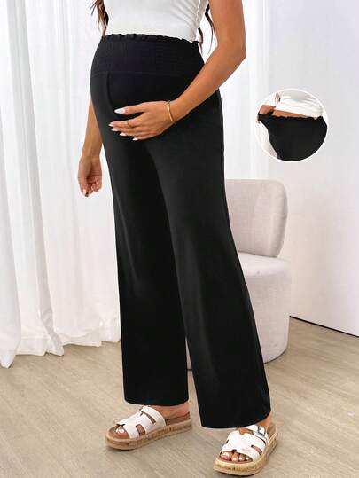 SHEIN Quần bầu ống loe cạp cao màu trơn