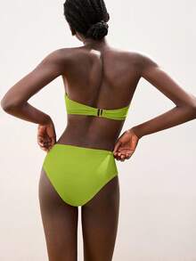 Maija Bộ bikini quây ngực, chi tiết xếp ly, trang trí kim loại, thích hợp cho kỳ nghỉ hè ở bãi biển dành cho nữ. - màu xanh lá - Xem 6