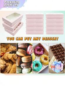 10 Pack Cookie Box Pastry Box With Clear Window 7 X 4.3 X 1.5 Inch Kraft Bakery Premium Gift Box Container For Dessert, Wedding, Party, Birthday (Pink) Valentine's Day, Valentine's Day Wedding, Birthday, Storage Container - Pink - View 5