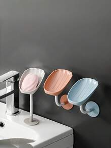 3PCS Multi Color Wall Mount Plastic Shell Shape Soap Dish Set Draining Soap Tray No Drilling Required For Kitchen Sink Bathroom Storage Organizer Bathroom Accessories - multicolor - View 9