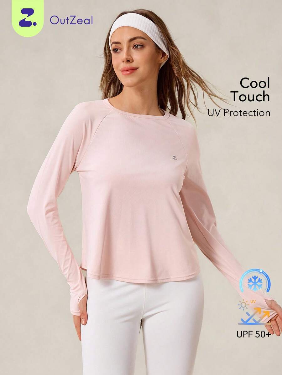 OutZeal 防晒 UPF50+ 清凉防晒交叉褶裥长袖T恤 女款 - 粉色 - 查看 1