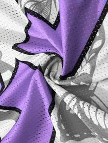 Aesthetic Post 男士时尚数字印花V领短袖休闲T恤 - 紫色 - 查看 3