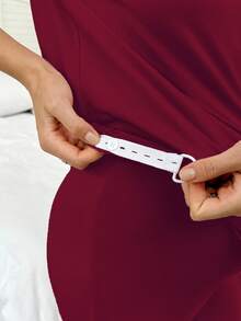 Moonlight&Mama Maternity Casual Short Sleeve Top And Pants Loungewear Set - Burgundy - View 3