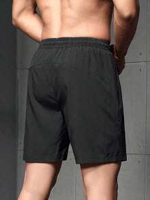 Manfinity Sport Corelite Men's Casual Graphic Print Drawstring Waist Sports Shorts, Summer - Black - View 5
