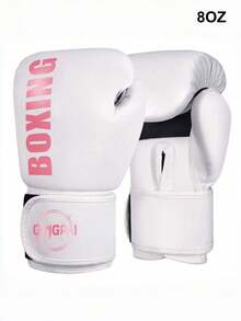 GINGPAI 1双成人粉色拳击手套，男女青少年拳击手套，专业格斗、泰拳、MMA训练耐用搏击手套 - 粉色 - 查看 1