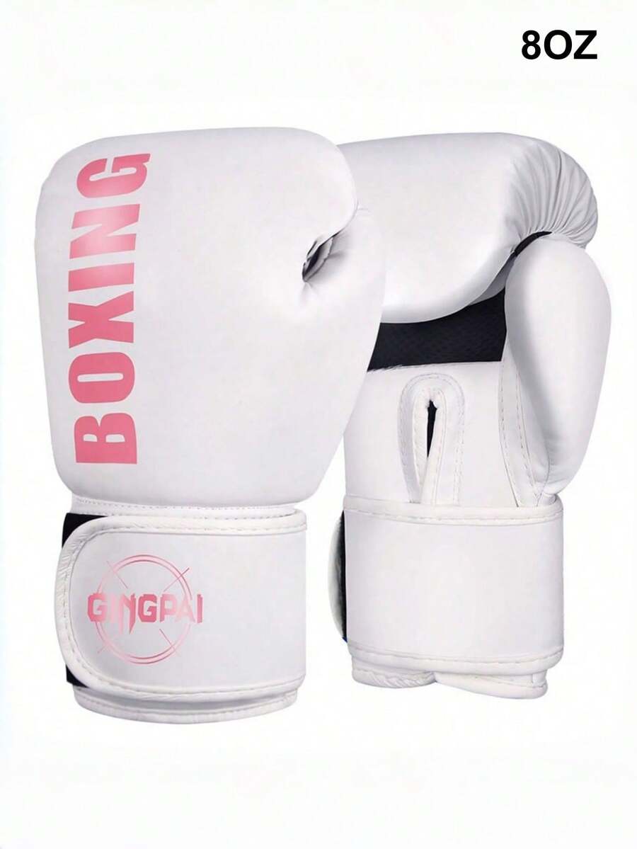 GINGPAI 1双成人粉色拳击手套，男女青少年拳击手套，专业格斗、泰拳、MMA训练耐用搏击手套 - 粉色 - 查看 1
