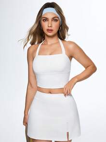 SHEIN Sports Women's Solid Color Ballet Dance Camisole - White - View 5