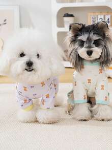 PETSIN Quần áo cho chó, quần áo cho mèo, quần áo cho động vật nhỏ bốn chân, hàng mới mùa xuân hè, quần áo cho mèo, quần áo thường ngày, quần áo mặc nhà cho chó, bộ đồ liền thân cho động vật nhỏ. - Nhiều màu - Xem 9