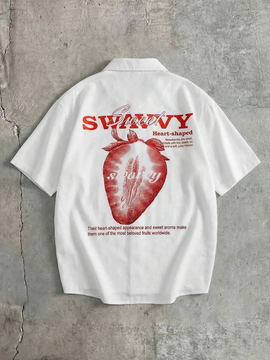 SWAVVY Men's White Loose Short Crop Shirt, Emo - White - View 1