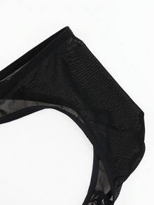 Black Lace Patchwork Men's Briefs - Black - View 8