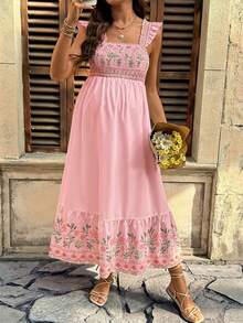 Lyckli Vestido casual de maternidad con estampado floral sin mangas - Rosa Pálido - Ver 9