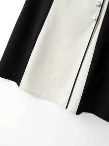 GlowEve CURVE 优雅别致的黑白撞色纽扣装饰大码女式连衣裙 - 黑與白 - 查看 6