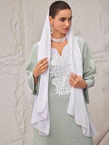Al Najma 女士翻领条纹印花刺绣休闲长袖阿拉伯连衣裙 - 綠色 - 查看 6