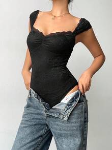 Aloruh Áo liền thân ren màu đỏ tía dành cho nữ - màu đen - Xem 3