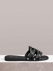 Styleloop Ladies, Buckles, Trim, Flat Sandals - Black - View 1