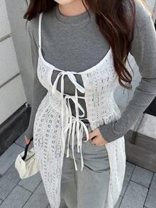 K-Vae 女士休闲系带长款吊带背心 - 白色 - 查看 4