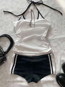 Attitoon Women's Casual Sexy Skinny Ultra-Low Waist Mini Shorts, Suitable For Summer, Suitable For Sports - Black - View 2