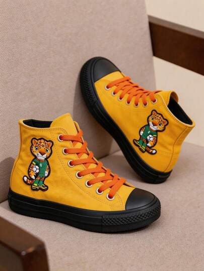 zapatillas de lona para niñas lona color básico altos confort 100% dibujo de futbol lona excelente calidad dibujo de tierno liso 13 al 21 mx colores básicos liga negro amarillo