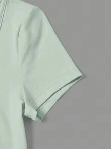 SHEIN EZwear 女款多件組針織圓領修身短袖T恤，綠色與白色夏季基本款素色休閒上衣，多件組上衣 - 綠色 - 查看 12