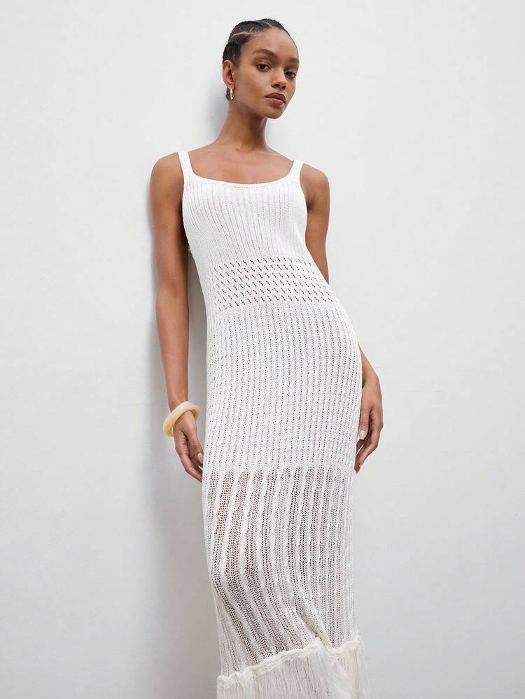 SHEIN Maija Robe pull MAIJA élégante à col V, manches longues et coupe évasée