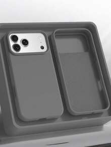 1 chiếc ốp lưng bảo vệ sạc không dây từ tính bằng silicon lỏng tối giản, tương thích với iPhone 17 Air, 16, 14, 13, 12, 15 Pro Max Plus, có lớp nhung bảo vệ camera. - Xám - Xem 1