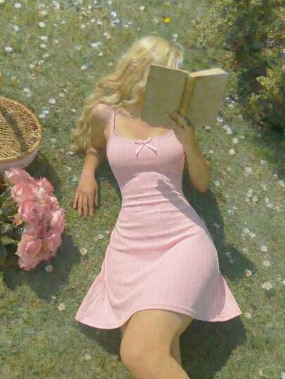 SHEIN MOD Women's Mini Floral Lace Trim Knit Dress, Summer Mini Skirt,Summer Dress,Spring Dress,Party Dress, Beach Dress ,Casual Dresses, Holiday Outfits,Vacation Outfits, Pink Dress