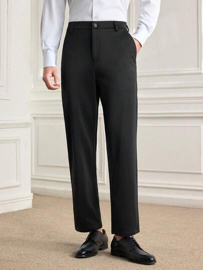 Officeau Herren Anzughose, lässige gerade Beinform Hose für Büro, Pendeln, Frühling, Sommer, Herbst