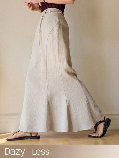 Dazy-Less 春夏时尚商务休闲通勤A字拼接鱼尾裙