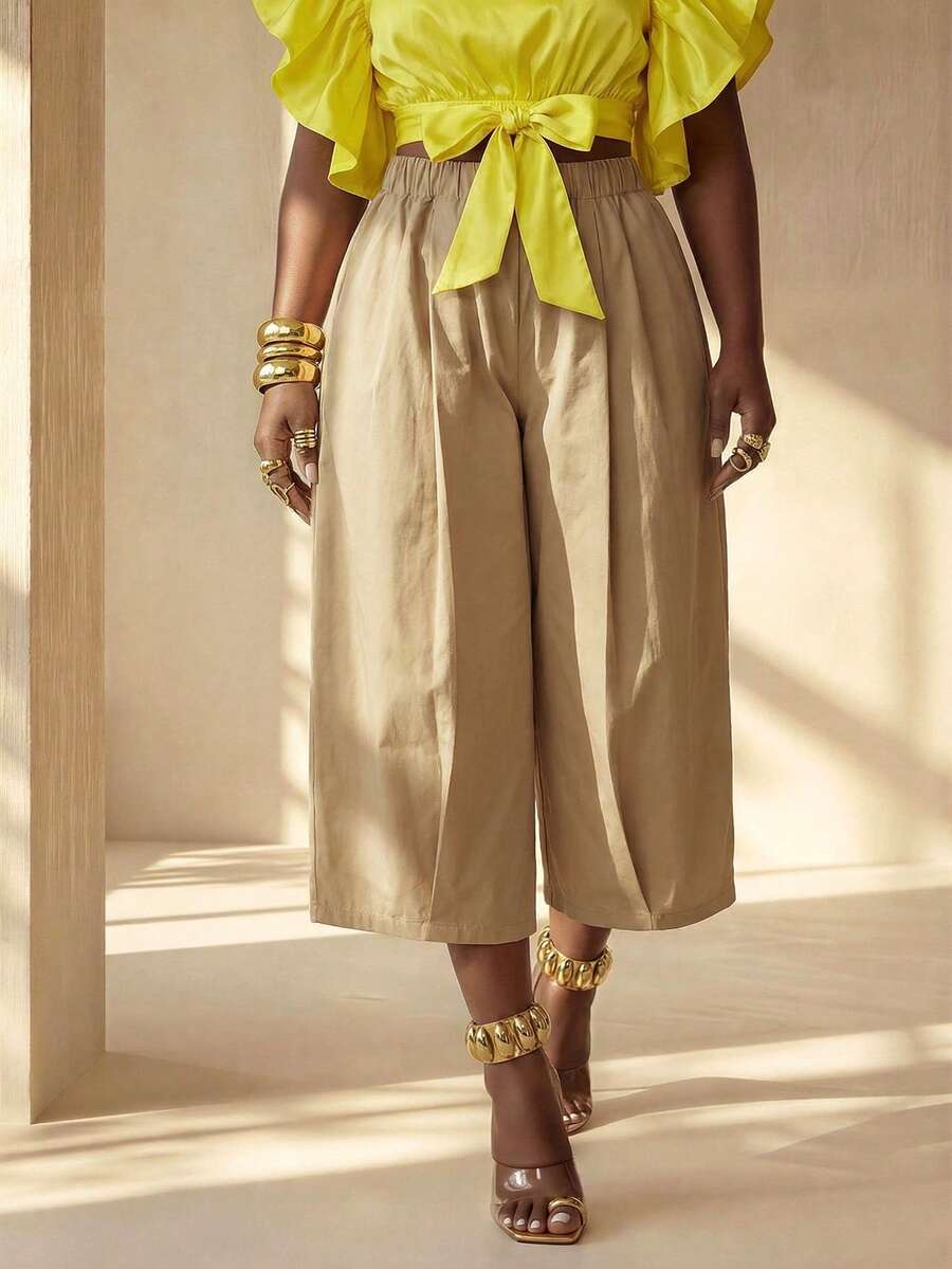 BamGleam 春季情人节新年假期新款独特设计卡其色休闲时尚嘻哈女裤，时尚休闲假日女装，适合日常外出、旅行度假、派对聚会、激情假日浪漫派对聚会。 - 卡其色 - 查看 1