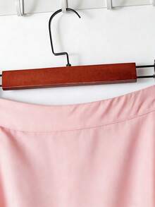 GlowEve Jupe décontractée élégante à ourlet asymétrique en maille et patchwork pour femmes, polyvalente pour le travail et les loisirs - Rose bonbon - View 3