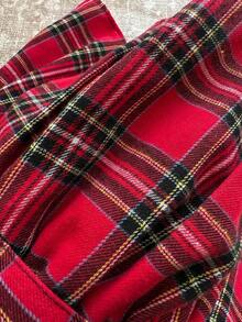 Attitoon 女士休闲复古低腰红色格子迷你裙，适合Y2K风格 - 彩色 - 查看 6