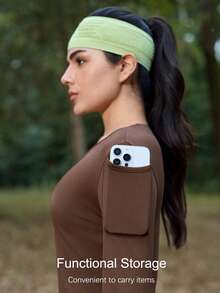 SHEIN In My Nature Women's Outdoor Long Sleeve Thumb Hole Slimming Coffee Brown T-Shirt - Brown - View 6