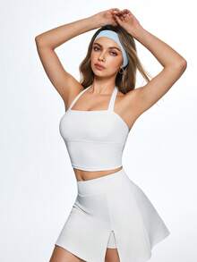 SHEIN Sports Women's Solid Color Ballet Dance Camisole - White - View 6