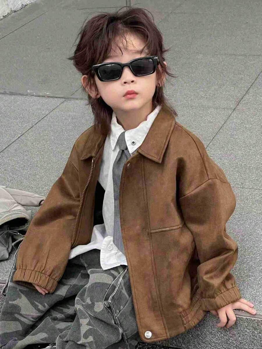 DAZY Áo khoác trẻ em Retro Casual Brown, Thu - màu nâu - Xem 1