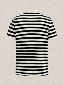 Mercer Haus 针织男士条纹Polo衫 - 时尚舒适 - 针织 - 黑色 - 查看 2